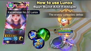 HOW TO USE LUNOX BEST BUILD AND EMBLEMLunox Divine Goddess