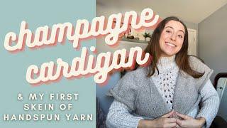 My first handspun skein & champagne cardigan WIP with knitpicks yarn / knitting podcast episode 10