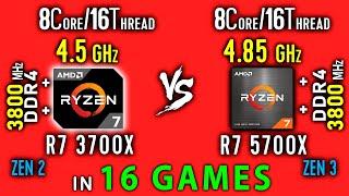 Ryzen 7 3700x OC vs Ryzen 7 5700x OC Test in 16 Games or R7 5800X vs R7 3800x