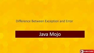 Differences between Exception and Error