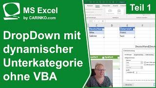 MS Excel DropDown-Liste mit dynamischen Unterkategorien ohne VBA | Teil 1 - carinko.com