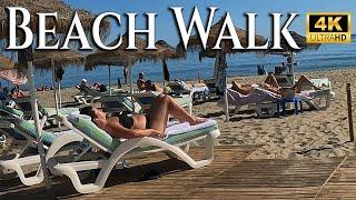 4K Beach Walk: Costa del Sol, Malaga, Spain️️️