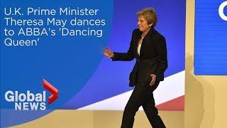 U.K. Prime Minister Theresa May dances to ABBA's 'Dancing Queen'