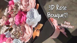 DIY: Paper Rose Bouquet with Butterflies. Free Template !