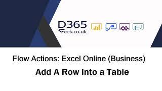 Excel Online (Business) Actions: Add A Row Into A Table