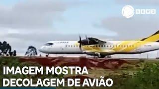 Imagem mostra decolagem de avião no Aeroporto de Cascavel