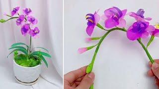 How to make Beautiful Orchids Flower from Plastic Straws - Simple DIY Crafts