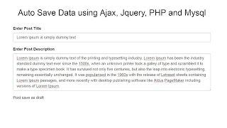 Auto Save Data using Ajax, Jquery, PHP and Mysql