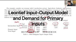 Leontief Input-Output Model and Demand for Primary Inputs