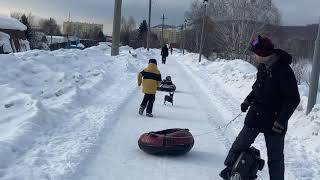 Зимний аттракцион на моноколесе