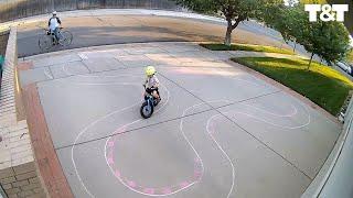 Man Creates Racetrack For Kid Who Cycles On His Driveway