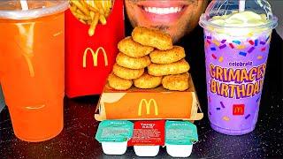 McDonald's Grimace Birthday Chicken Nuggets Fries Purple Milkshake Mukban Eating Sounds Jerry ASMR