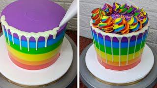 rainbow cake tutorial | eggless rainbow cake decorating ideas | rainbow theme cake decorating ideas