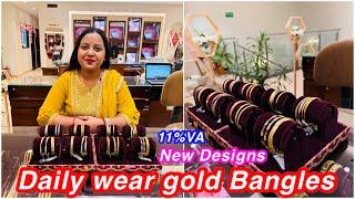 New stylish Daily wear gold bangle designs from Tanishq | Gold bangles | Daily wear gold bangles