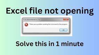 Excel file not being open| There was a problem sending the command to the program  #excel