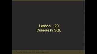 Lesson 29 Cursors in SQL server in Hindi