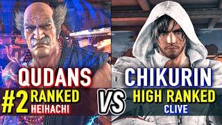 T8  QUDANS (#2 Ranked Heihachi) vs CHIKURIN (High Ranked Clive)  Tekken 8 High Level Gameplay