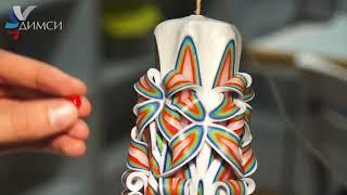 Rainbow handmade carved candle from DIMSI candle workshop!