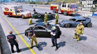 GTA 5 Firefighter Mod Firetruck & Ambulance Responds To Medical Call & A Fire (LSPDFR Fire Callouts)