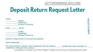 Deposit Return Request Letter - Sample Refund Letter for Return of Security Deposit