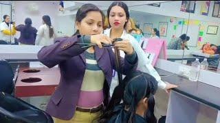 Vlcc Institute Hair Class Top Square Cutting Demo️//वीएलसीसी इंस्टिट्यूट Hair क्लास Top Square डेमो