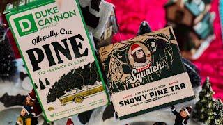 Duke Cannon Illegally Cut Pine vs Dr. Squatch Snowy Pine Tar soap battle. #dukecannon #drsquatch