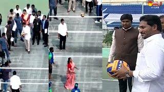 CM Jagan Played Volleyball Game | Minister RK Roja | Byreddy Siddhartha Reddy @SakshiTVLIVE