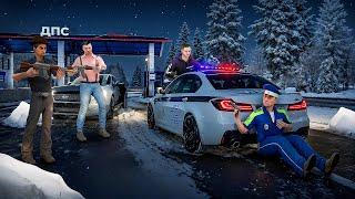 ЗИМА и НОЧНОЙ ПАТРУЛЬ ГИБДД в GTA CRMP