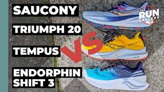 Saucony Triumph 20 vs Saucony Tempus vs Saucony Endorphin Shift 3: What shoe do we go for?