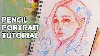 PENCIL PORTRAIT TUTORIAL | Color pencils sketch