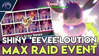 EEVEELOUTION THEMED SQUARE SHINY EEVEE MAX RAID DEN EVENT in Pokemon Sword and Shield