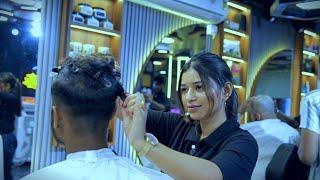 ASMR BOYS HAIRCUT BY FEMALE BARBER | MISS BARBER #haircut #ladybarber #barbergirl #hairstylist