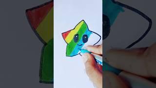 How to draw a star with rainbow 7 colour #calligraphy #viral #handwriting #lettering #art #shorts