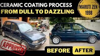 Maruti Zen 1998 Transformed with Ceramic Coating |Jaw Dropping Shine  | देखें पूरी प्रक्रिया लाइव