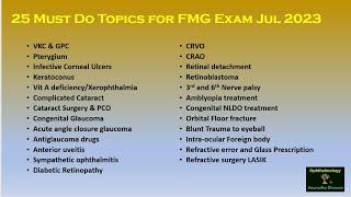 25 Must Do Ophthalmology Topics for FMGE by Dr Anuradha Dhawan