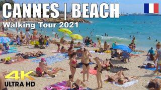 BEACH WALKING TOUR | CANNES, FRANCE | 4K VIDEO | Travel Vlog French Riviera | August 2021