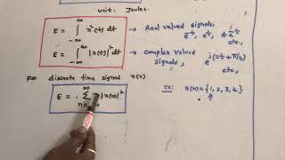 Signals & Systems - Energy & Power signals - Definition