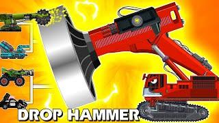 Perfect excavator piling drop hammer, monster truck | Cartoon about tanks