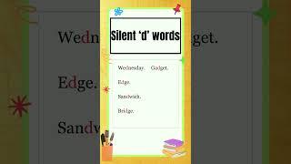 Silent words | Silent "d" words | English Grammar | The Study Corner | #shorts #spokenenglish