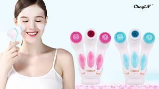 3In 1 Electric Facial Cleansing Brush Silicone Rechargeable Facial Brush Set Remove Dirt Exfoliation