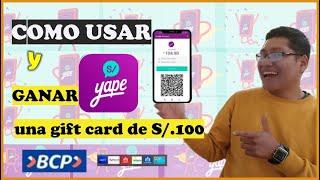 Como usar YAPE BCP y GANAR una gift card de 100 soles[Paso a paso]