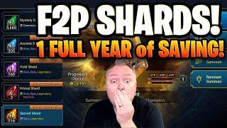 ONE FULL YEAR OF SAVING SHARDS F2P!  PULLL EVERTHING!!!!  Raid: Shadow Legends