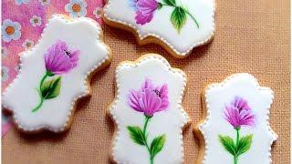 One stroke technique. Spring flower cookies..