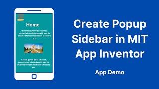 How to Create Popup Sidebar in MIT App Inventor | App Demo