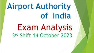 AAI Common Cadre 3rd shift self given exam analysis | #aai #2023 #ssc #bankexam