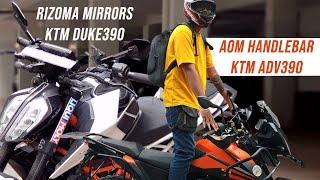 New Tank Grips, Rizoma Mirrors for my KTM Duke 390 & New Handle Bar for KTM 390 Adventure by AOM