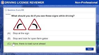 English LIGHT VEHICLE Nonprofessional (PART 1) LTO PORTAL REVIEWER  Drive Academy by CarWahe