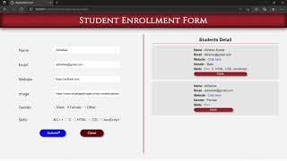 Student Registration Form using HTML CSS and JavaScript