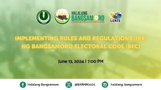 Implementing Rules and Regulations (IRR) ng Bangsamoro Electoral Code (BEC)