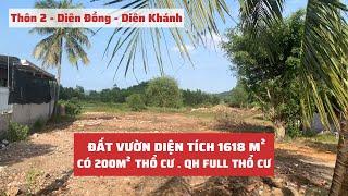 [ĐÃ BÁN] THÔN 2 XÃ DIÊN ĐỒNG - THỊ TRẤN DIÊN KHÁNH | DT 1618 m2 - Ngang 20m - Quy hoạch 100% đất ở